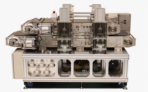 ダブルベルトプレスコンベヤ2号機-中型機、スチールベルト幅400mm