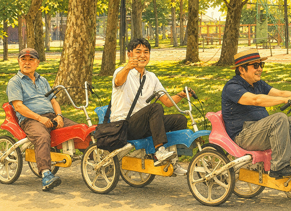 ノーザンホースパークの3人乗り自転車