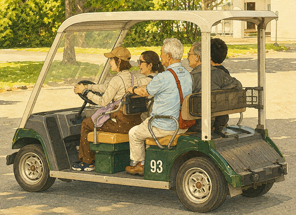 ノーザンホースパークの乗り物を運転する様子